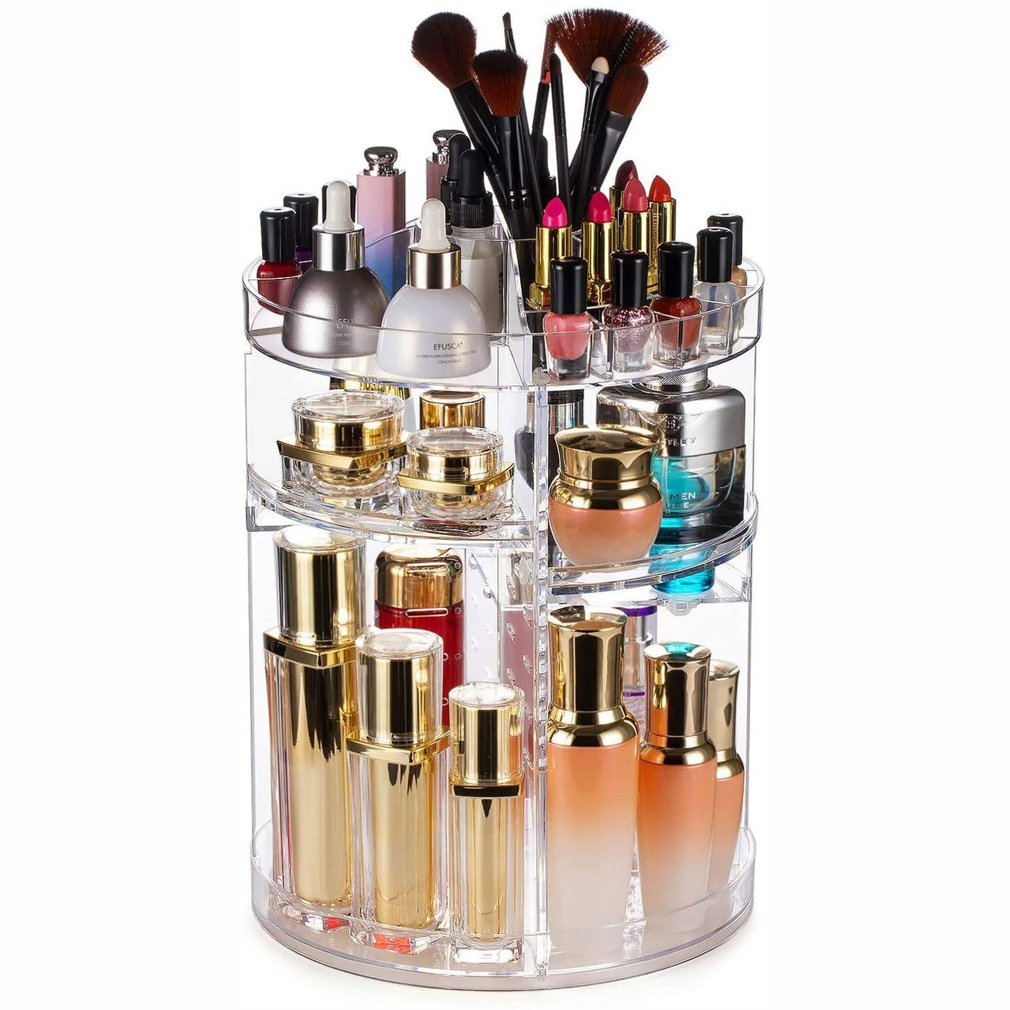 Rotating cosmetic storage box transparent desktop display rack makeup brush skincare product storage rack