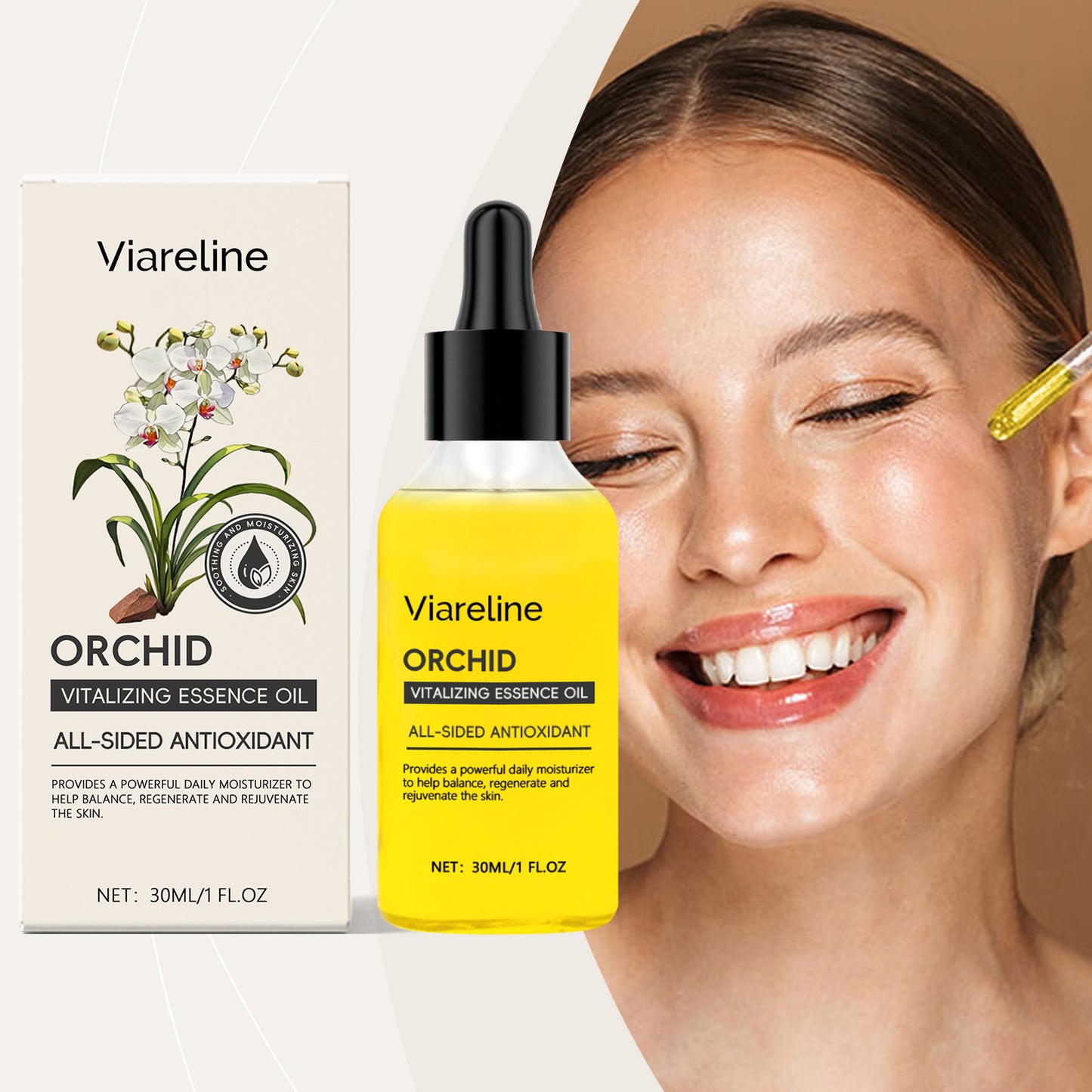 Viareline Orchid Brightening Essence Oil Brightening Delicate Skin Nourishing And Hydrating Skin Care Essence Oil