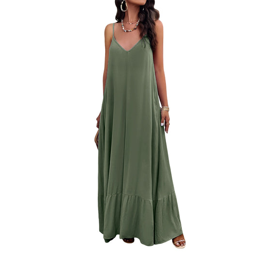 Elegant solid color camisole dress