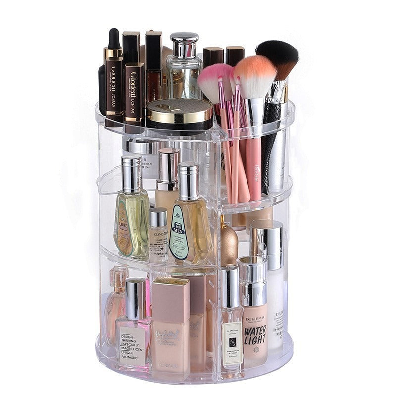 Rotating cosmetic storage box transparent desktop display rack makeup brush skincare product storage rack